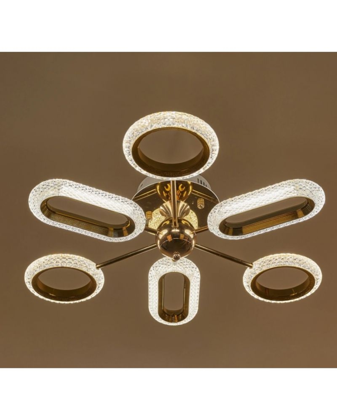 Модерен таванен LED полилей 90W, златен, с дистанционно управление