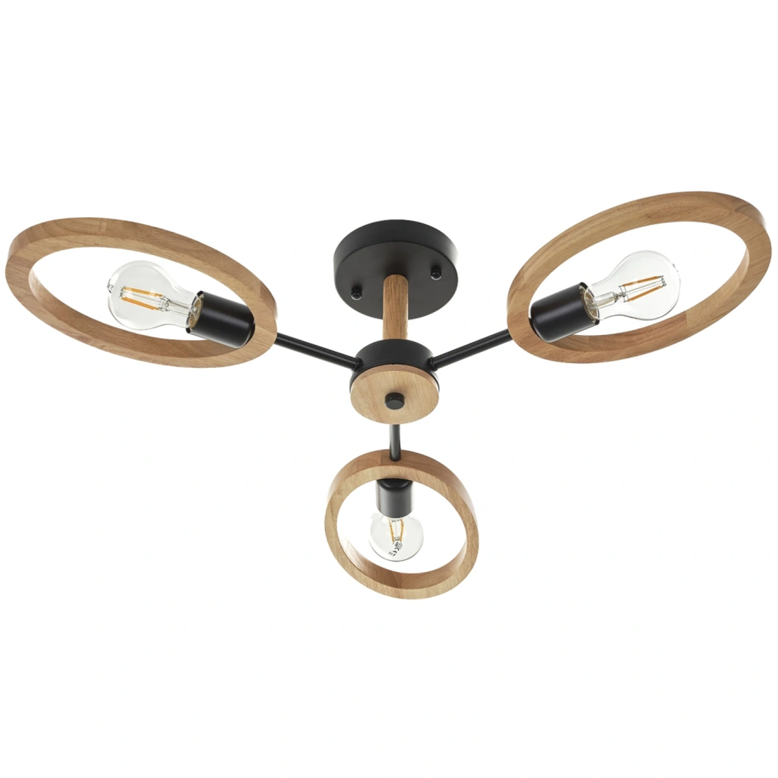 Черен модерен полилей 3xE27 LED метал и дърво