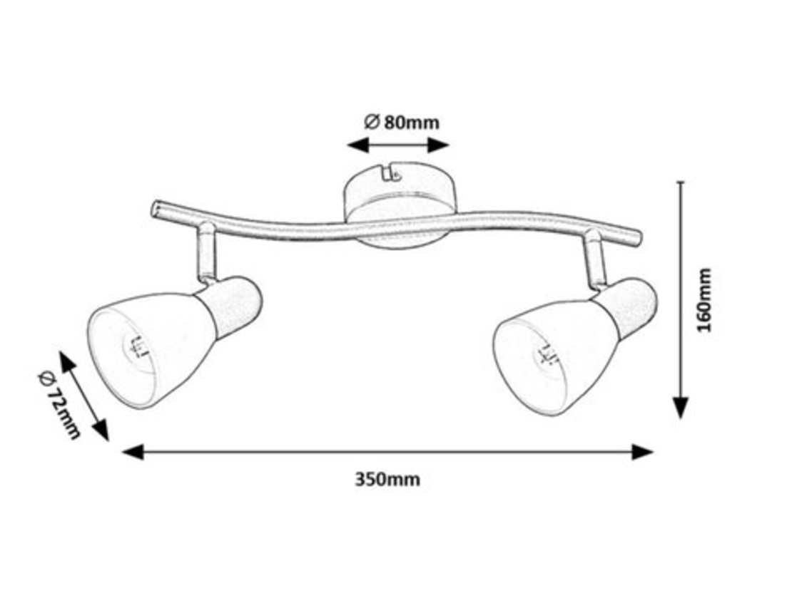 Спот2xE14 черен и бяло