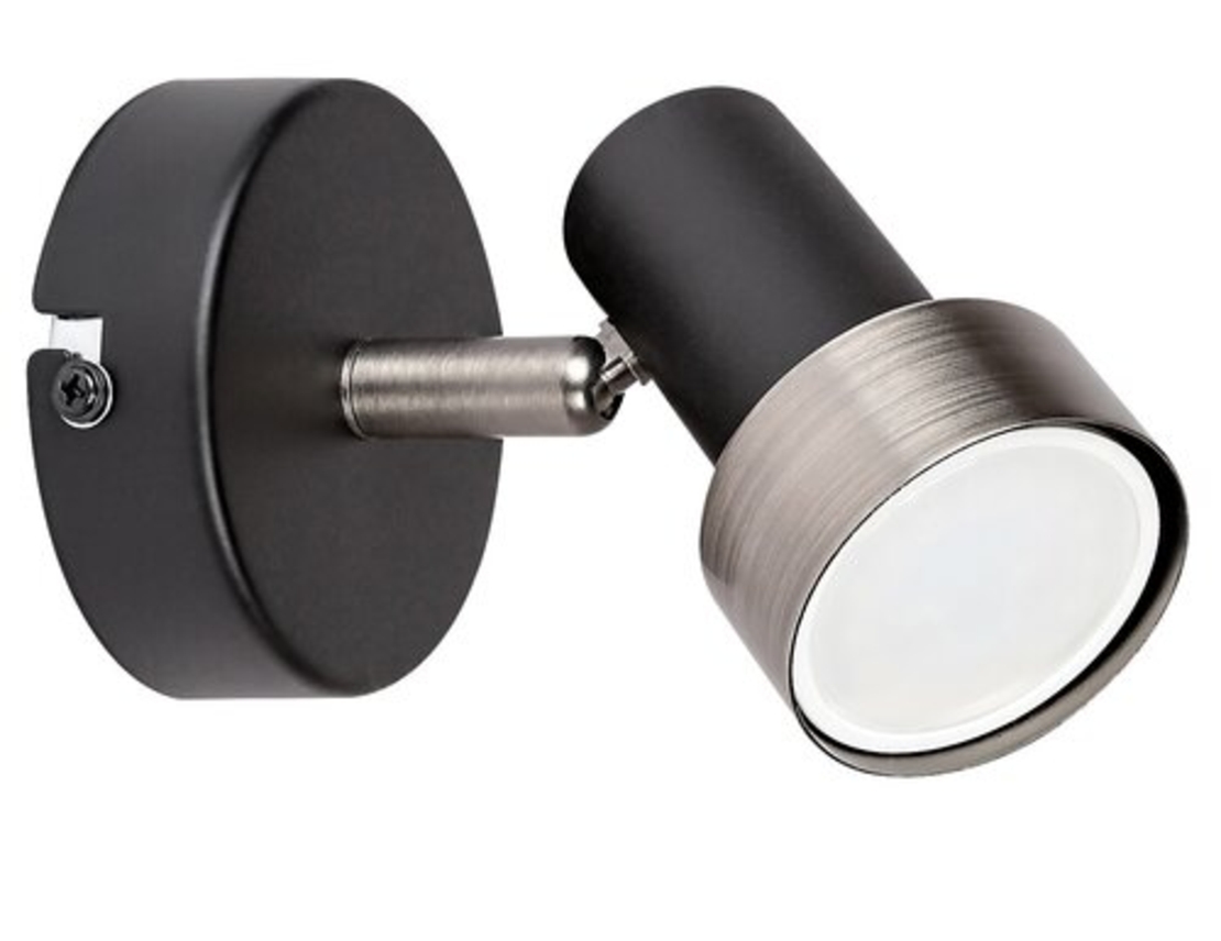 Модерен спот 1-ца – матирано черен и матиран хром метал, GU10, 1x50W