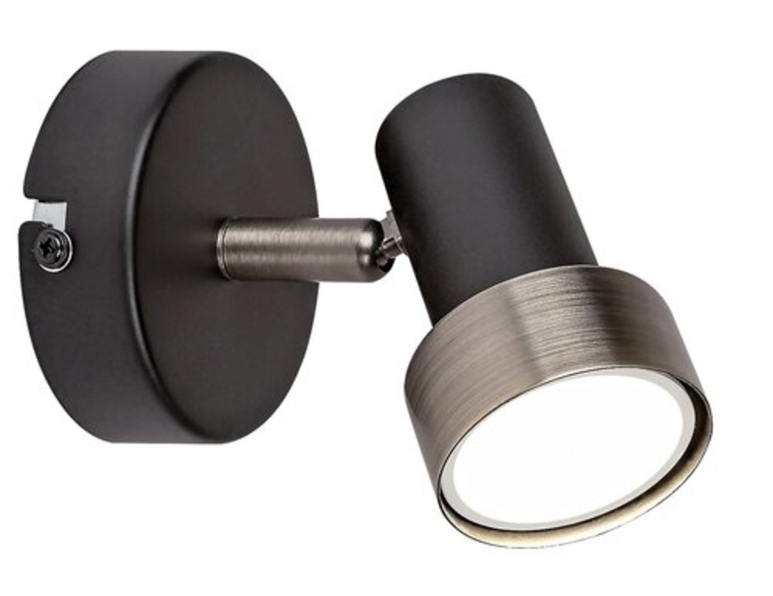 Модерен спот 1-ца – матирано черен и матиран хром метал, GU10, 1x50W