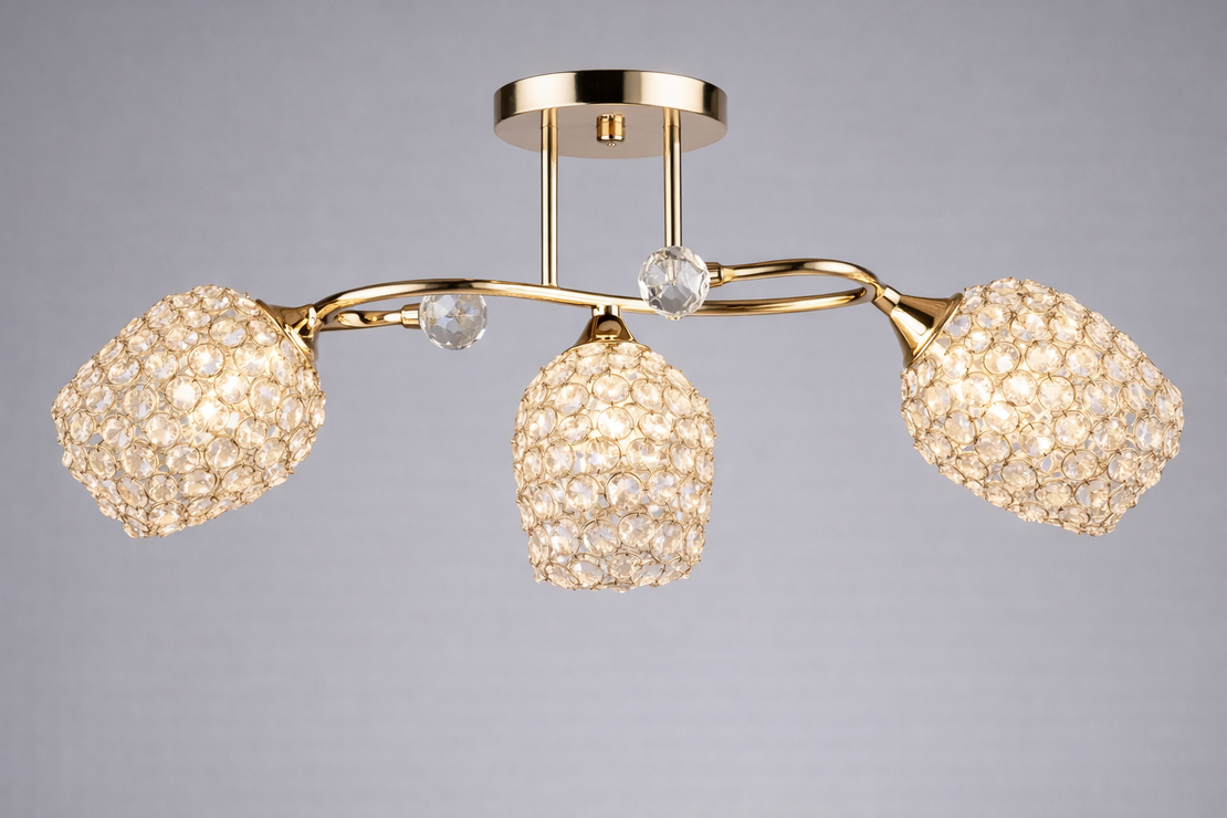 Модерен полилей 3 × E27 – злато