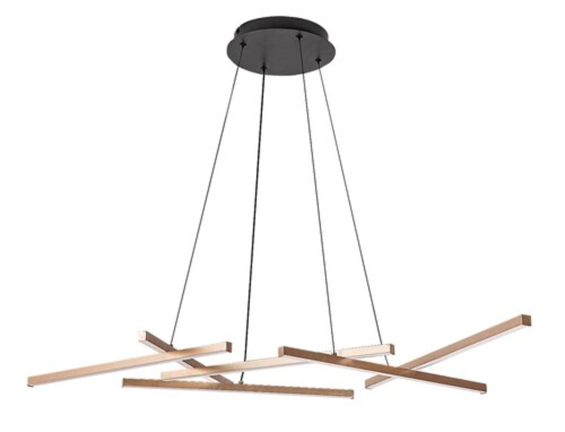 Модерен LED полилей с дистанционно управление – 40W, 3000K–6500K, черен-матирано златен метал