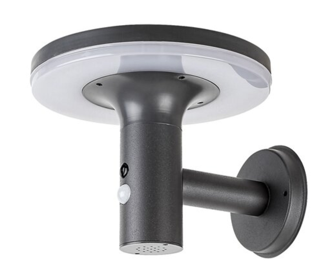 Соларн LED аплик за фасада и тераса с датчик за движение, 10W, 4000K, антрацит, IP44