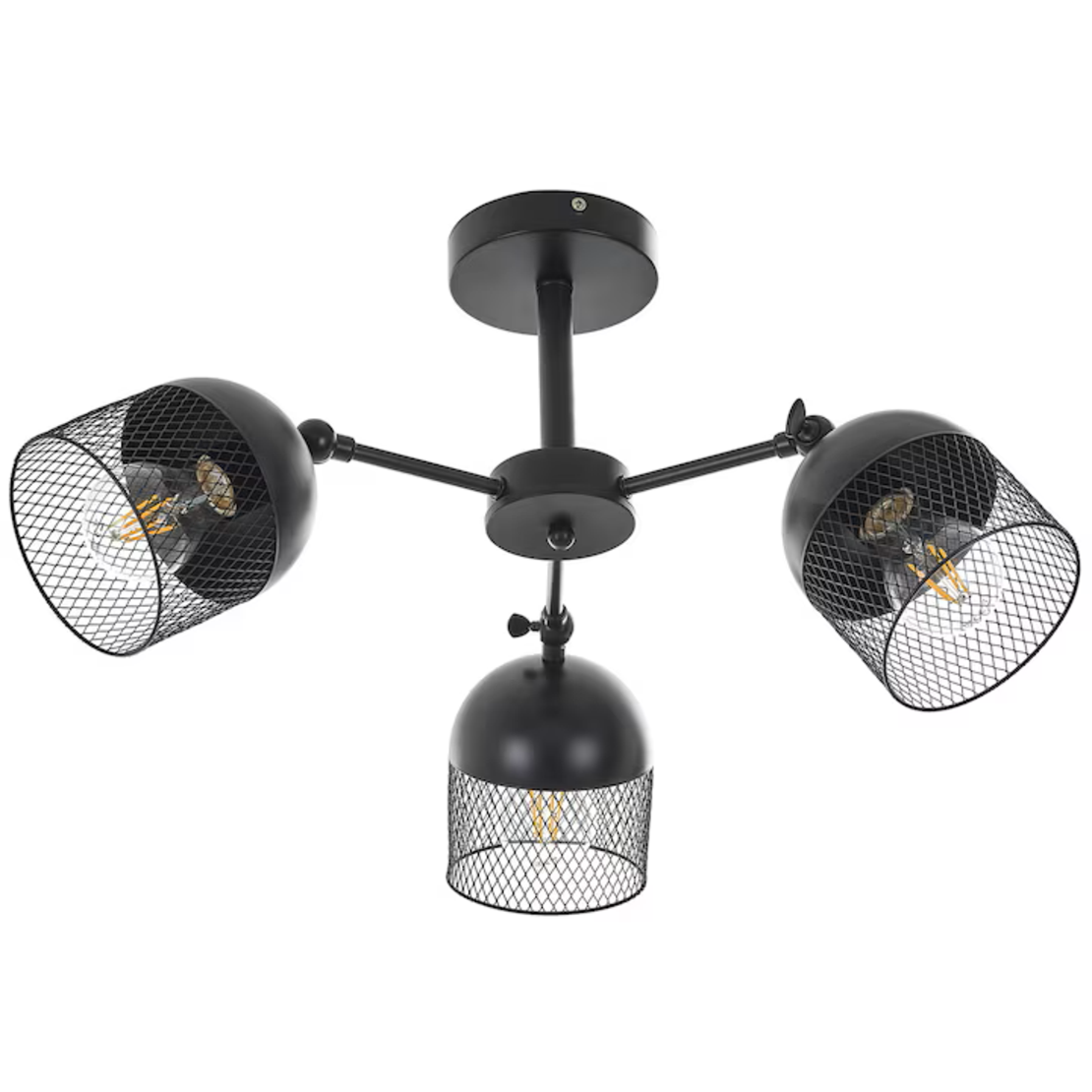 Модерен полилей с 3 фасунги E27 и подвижни рамена – черен метал