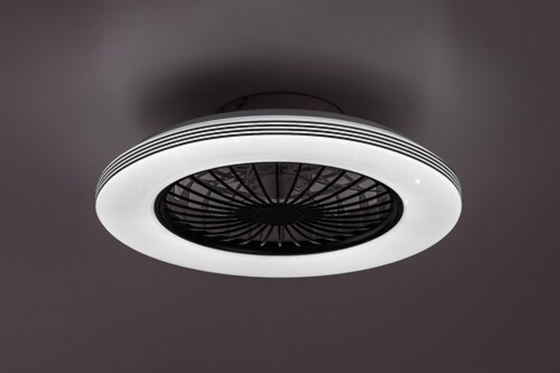 LED таванен плафон с вентилатор 48W – черен, регулируема светлина, дистанционно , 5200 lm