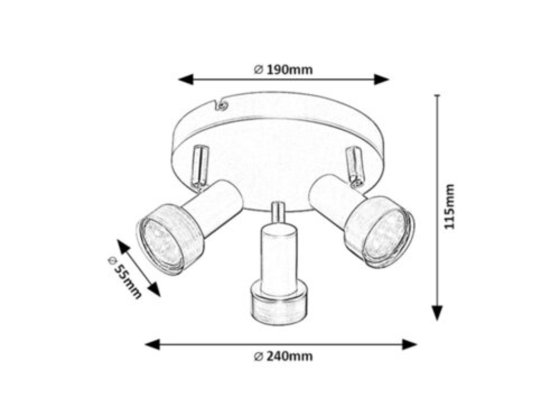 Модерен спот 3-ка – матирано черен и матиран хром метал, GU10, 3x50W