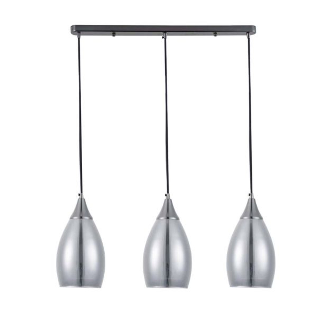 Модерен висящ полилей от метал и стъкло в цвят сатениран никел – 3xE14