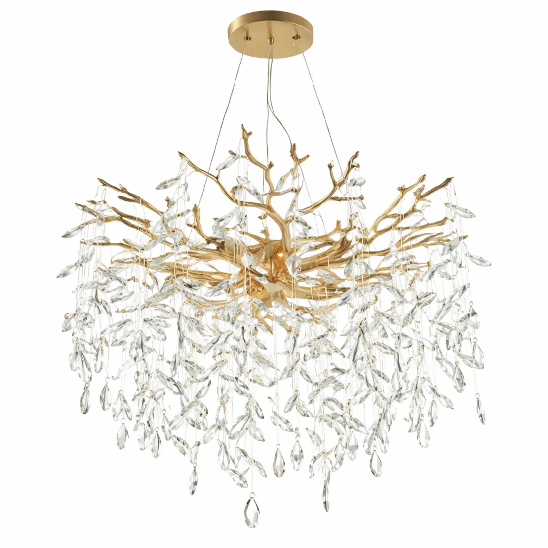 Златен кристален полилей 5xE14 LED модерен