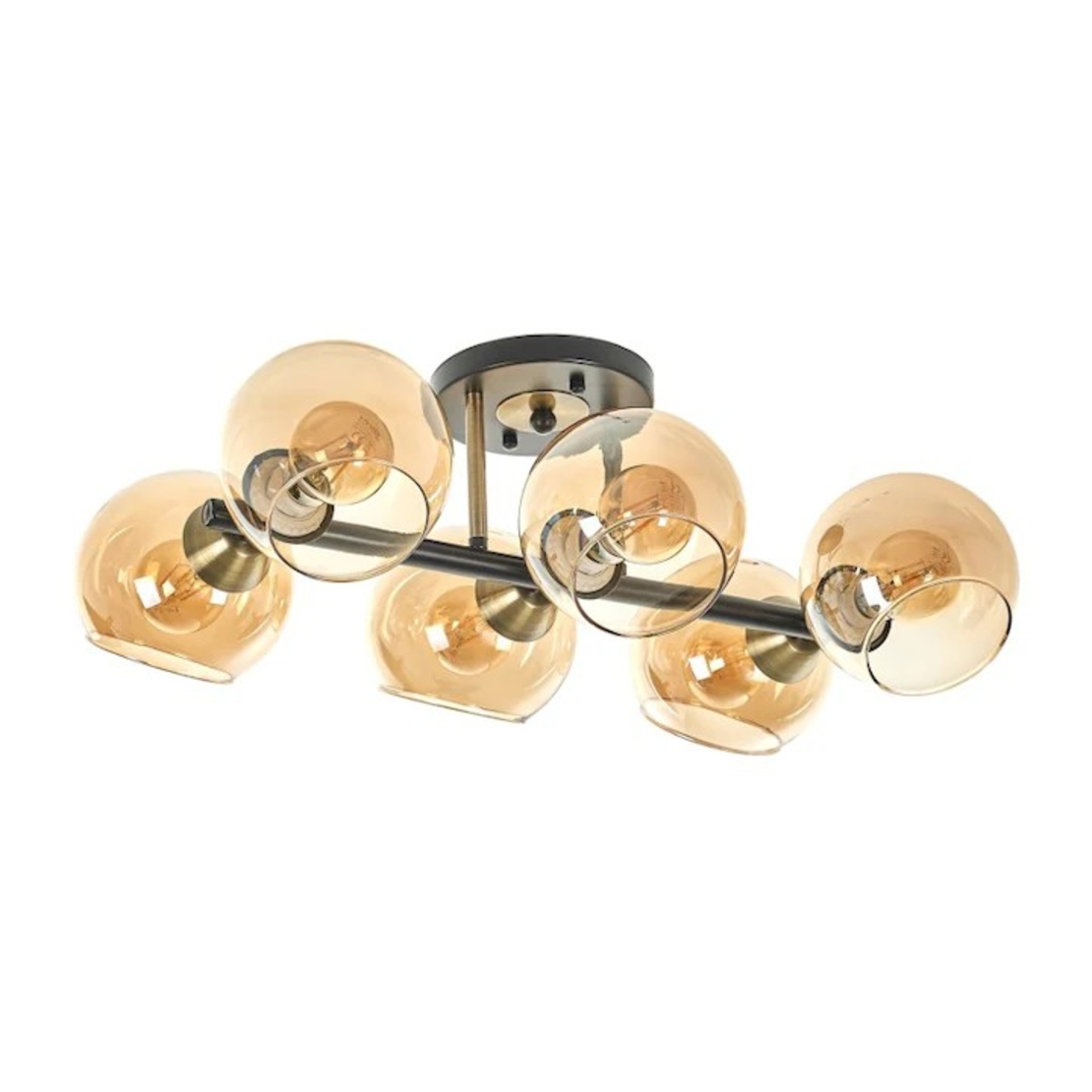 Класически полилей – бронз и черно с прозрачни стъклени абажури,6 X E27