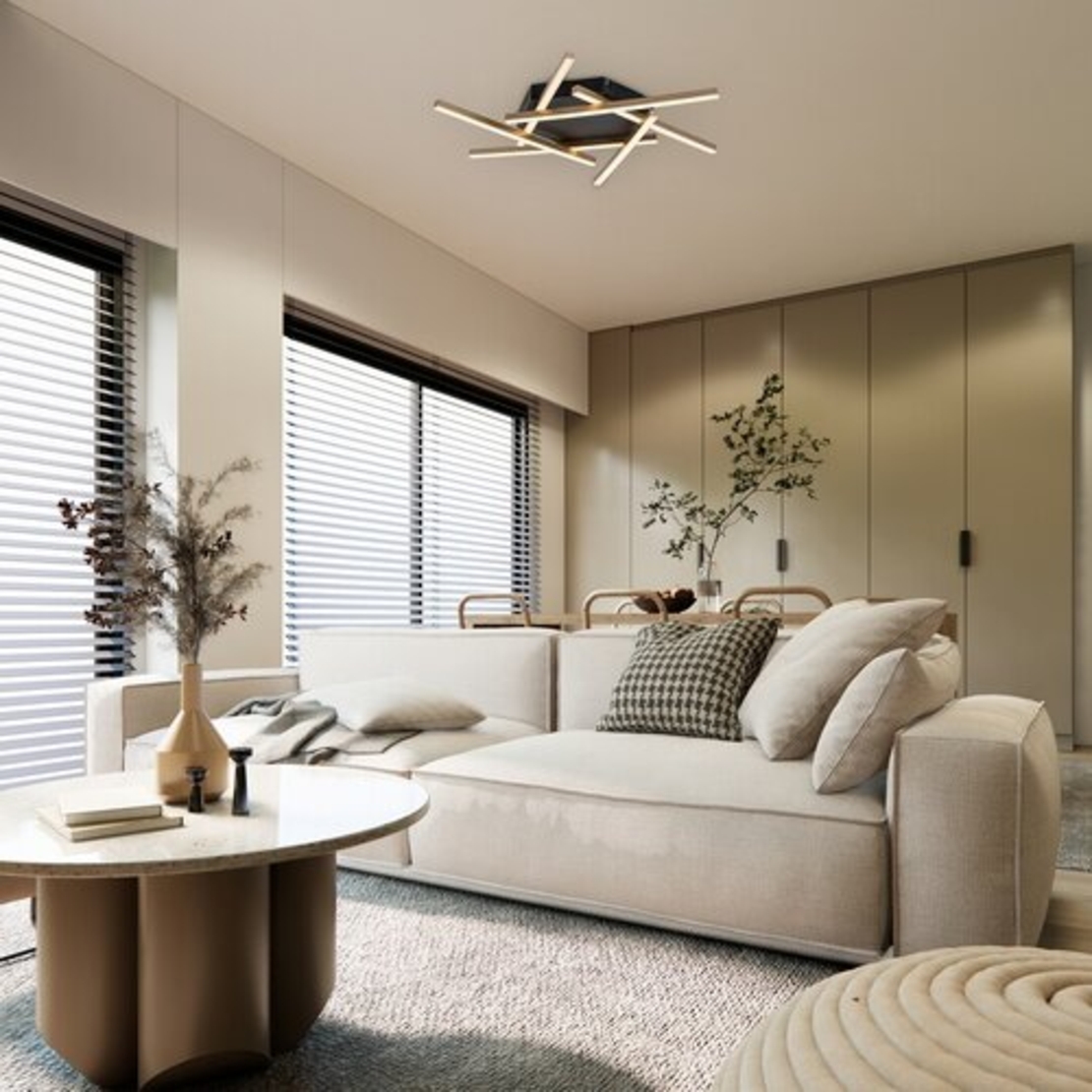 Модерен LED  плафон – черен и матирано златен метал, 40W, 3000K