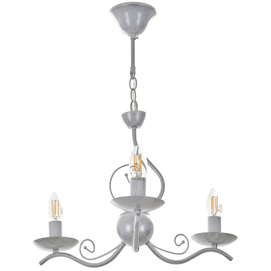 Класически бял полилей 3xE14 – елегантен метален дизайн с регулируема височина