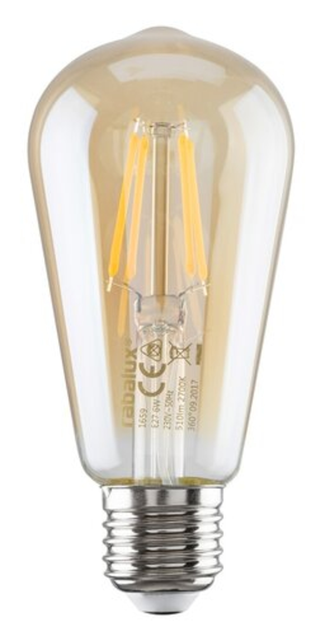 LED филаментна крушка ST65, 5W, E27, 3000K, топло бяло, прозрачно стъкло