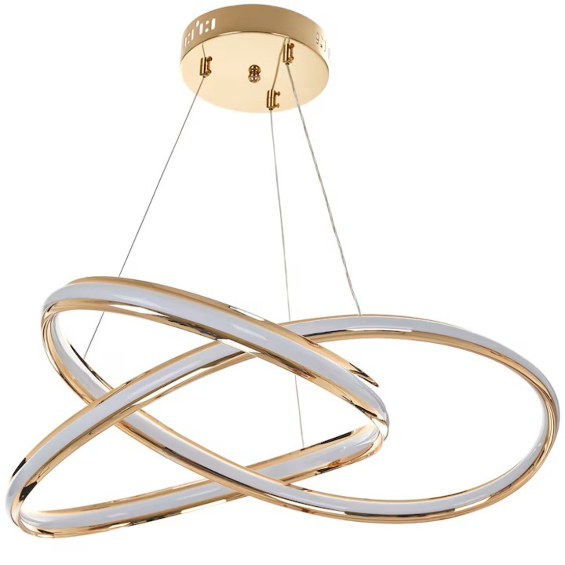 LED полилей златен, метал и PVC, 120W, дистанционно, регулируема височина