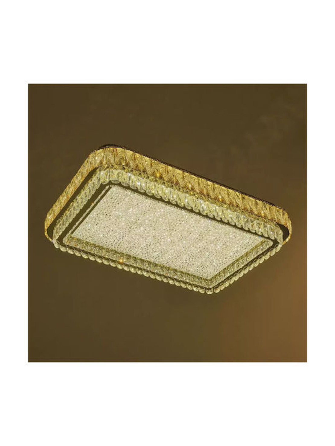 Луксозен LED полилей от метал и кристал – златен, 288W, с дистанционно управление