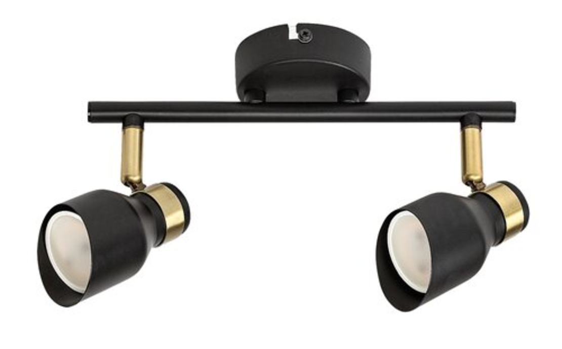 Модерен двоен GU10 спот в черно и злато