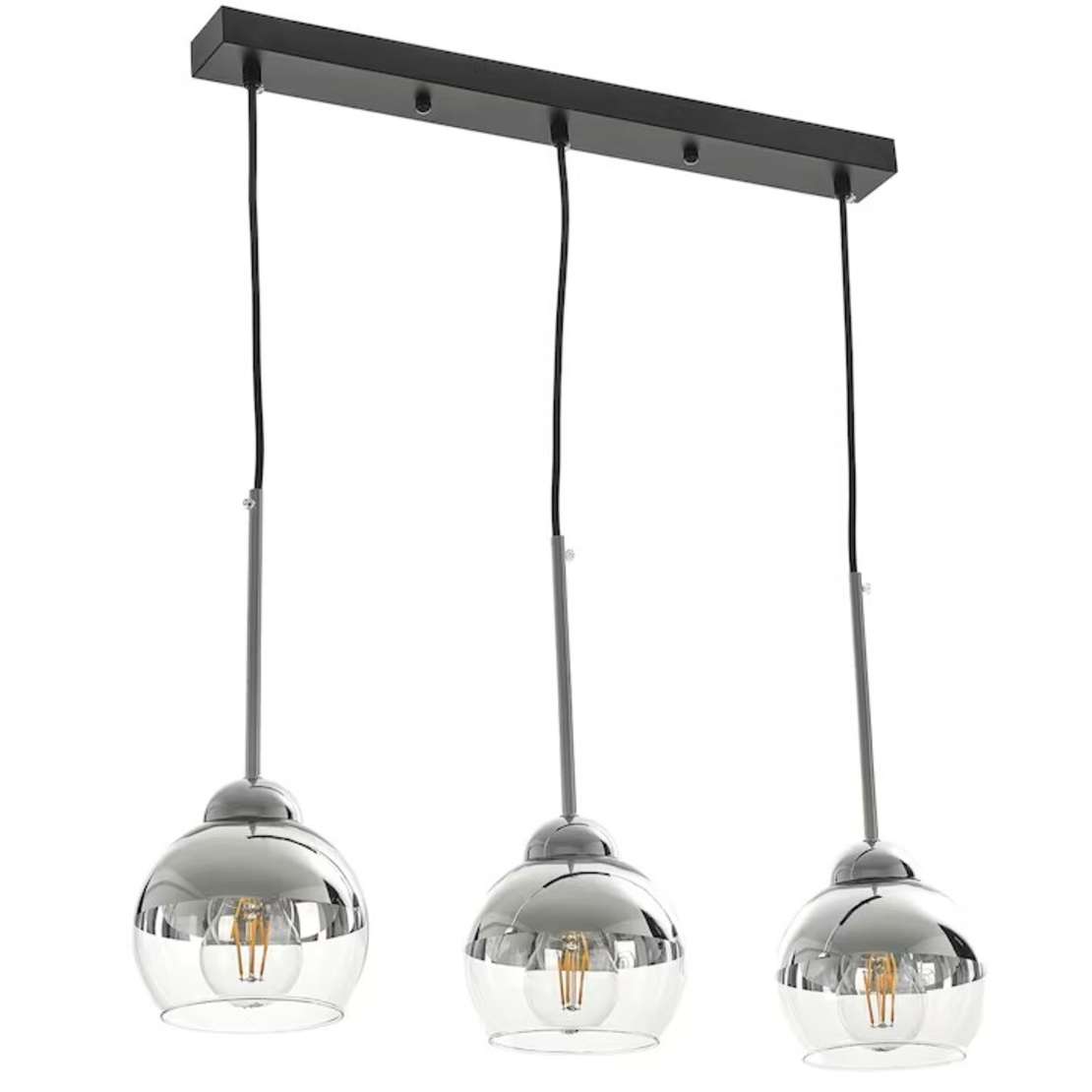 Модерен полилей E27 – черен и хром дизайн със стъклени елементи