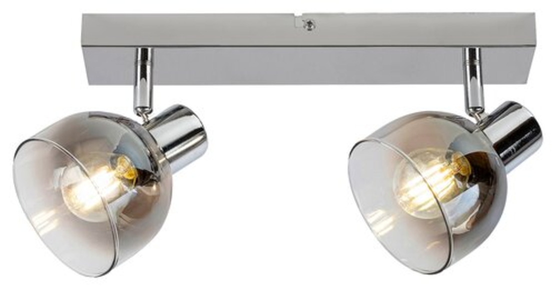 Модерен спот 2-ка – хром и опушено стъкло, E14, 2x40W