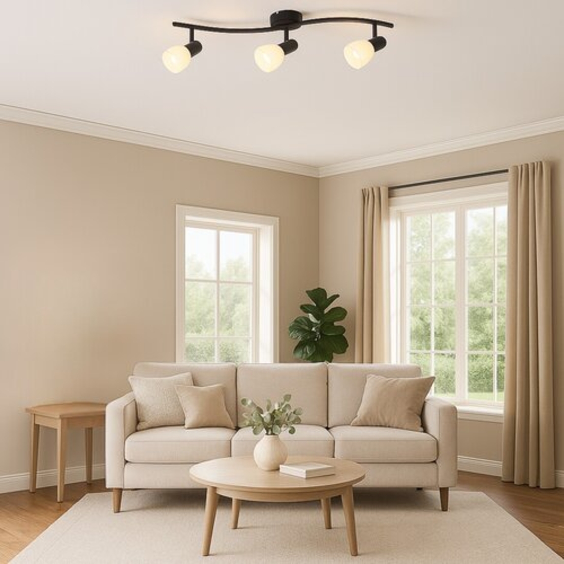 Спот3xE14, 40W черен метал и бяло стъкло