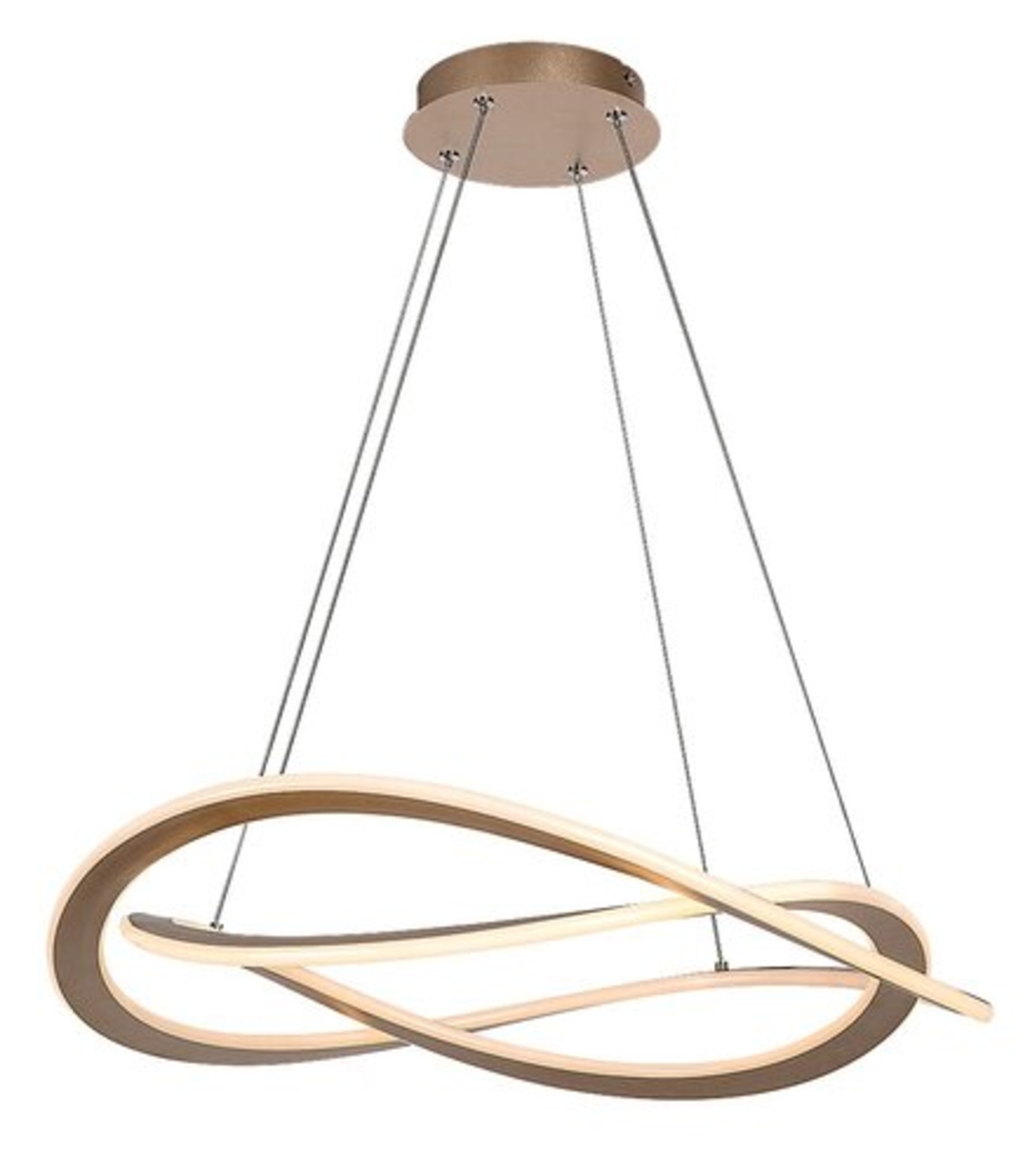 Елегантен LED висящ полилей 72W –от матирано златос регулируема височина и топла светлина 3000K с топла светлина 3000K