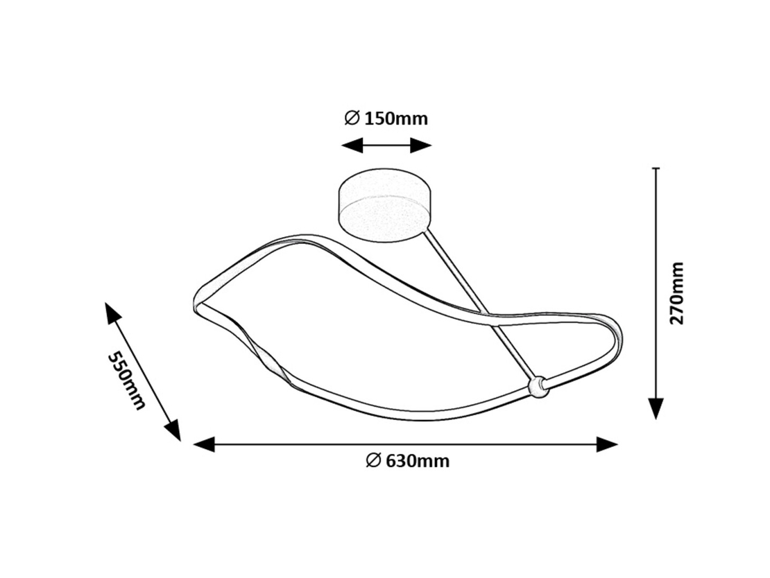 LED плафон – 38W, 4000K, черен метал