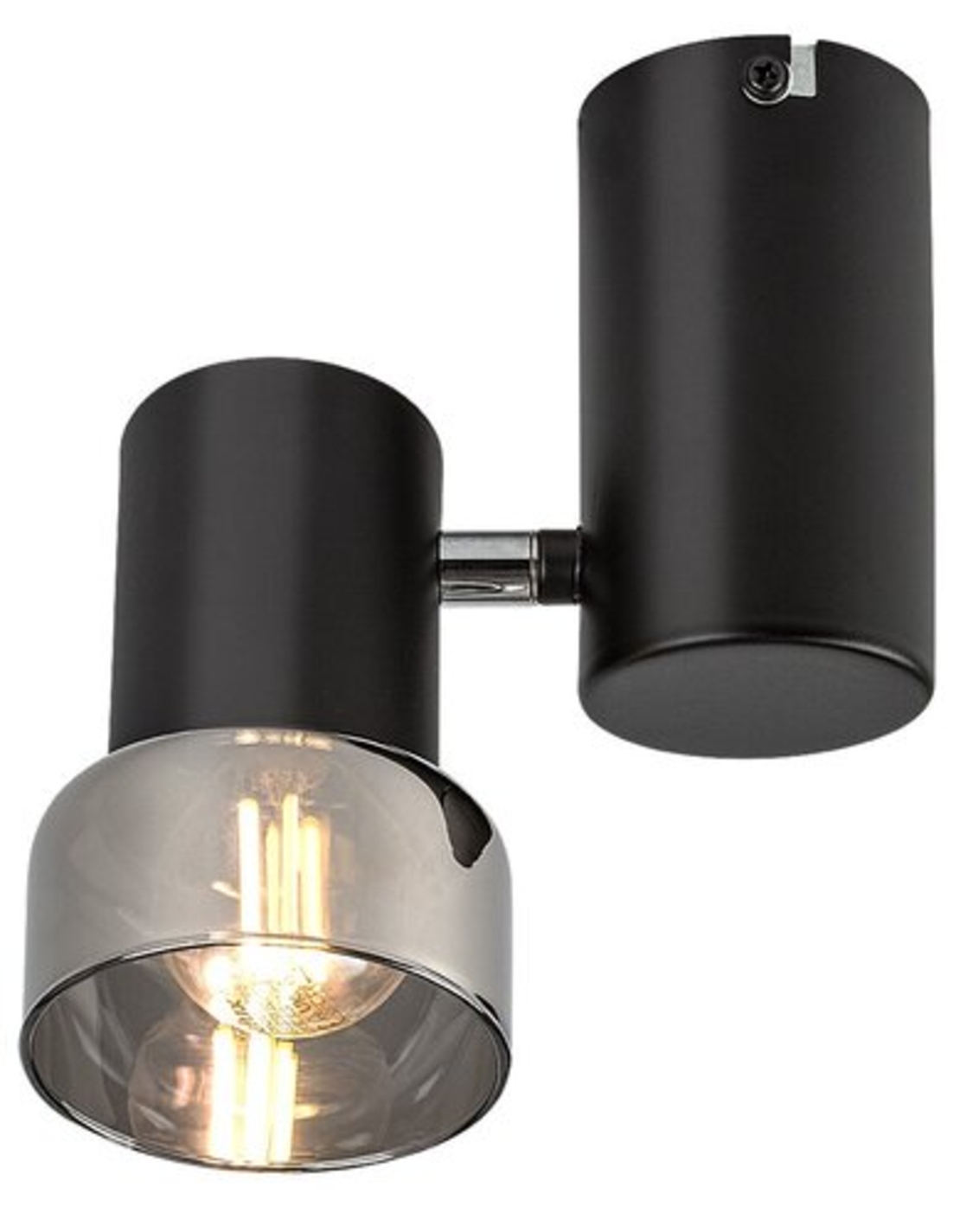 Модерен  единичен спот осветител – E14, 1xMAX15W, IP20, черен метал, стъкло с димен цвят