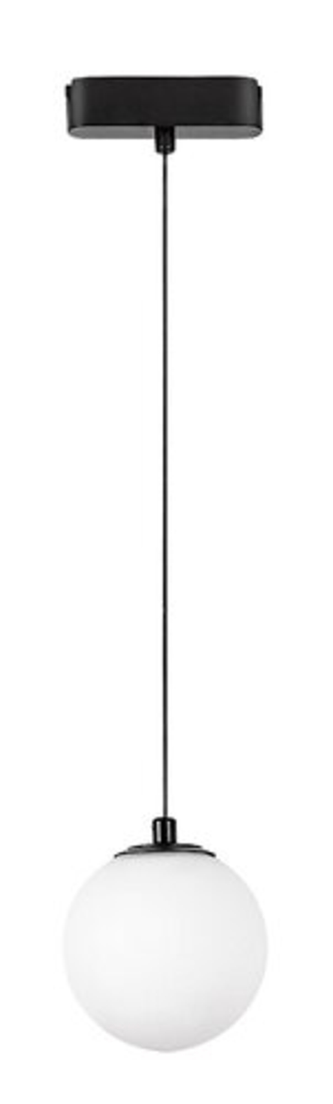 LED висящо релсово осветление – 5W, топло бяло 3000K, черен алуминий и стъклен абажур