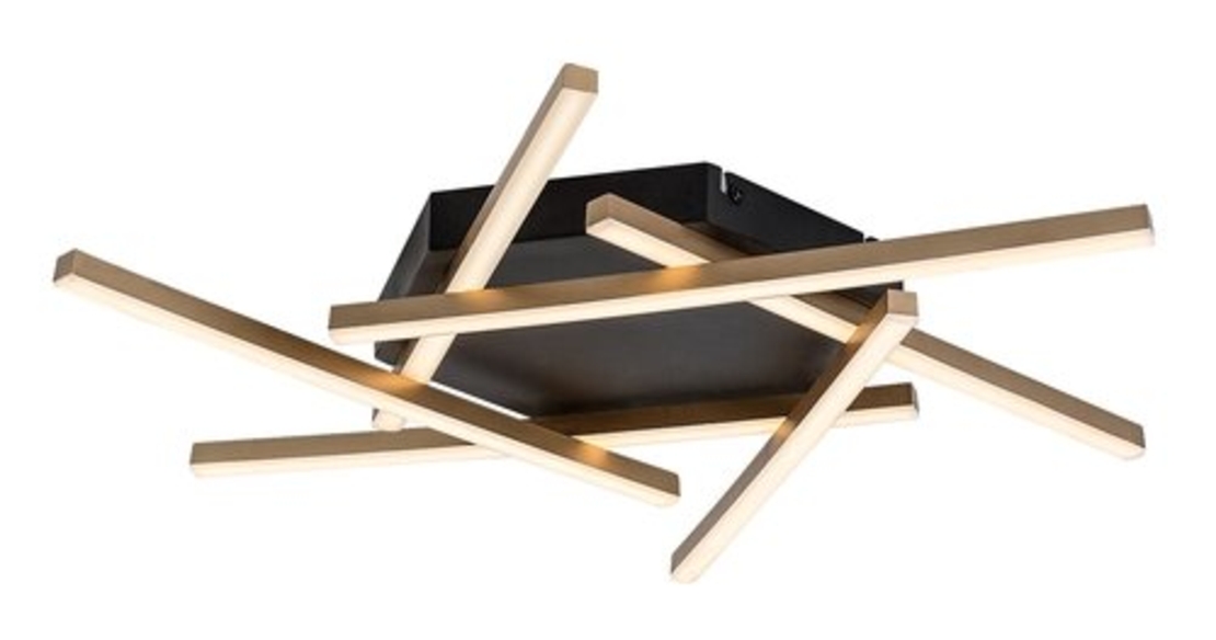 Модерен LED  плафон – черен и матирано златен метал, 40W, 3000K