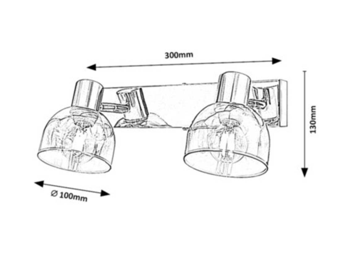 Модерен спот 2-ка – хром и опушено стъкло, E14, 2x40W