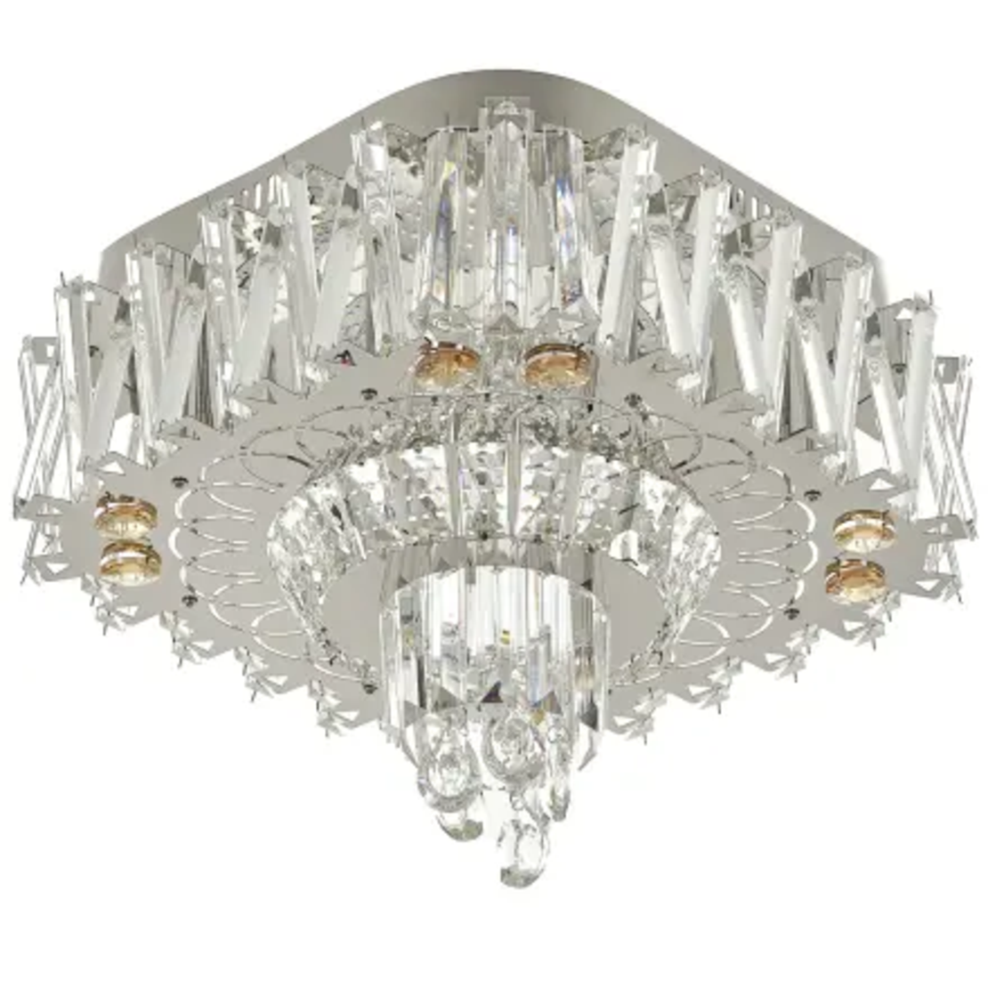 LED кристале плафон 24W с дистанционно и RGB – Хром