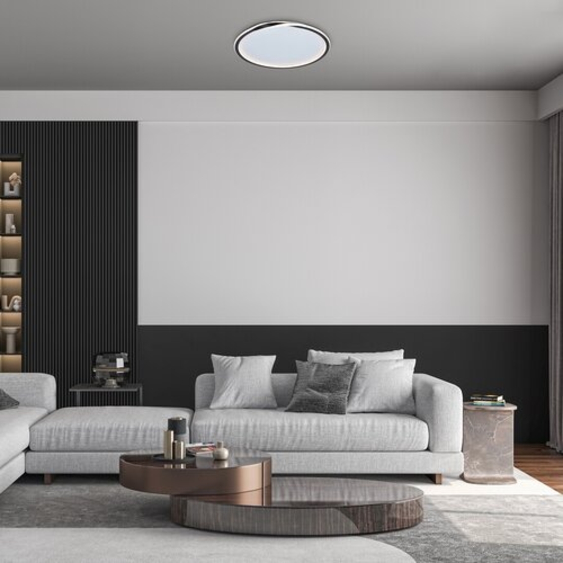 Модерен LED плафон 40W – черен, топла светлина 3000K