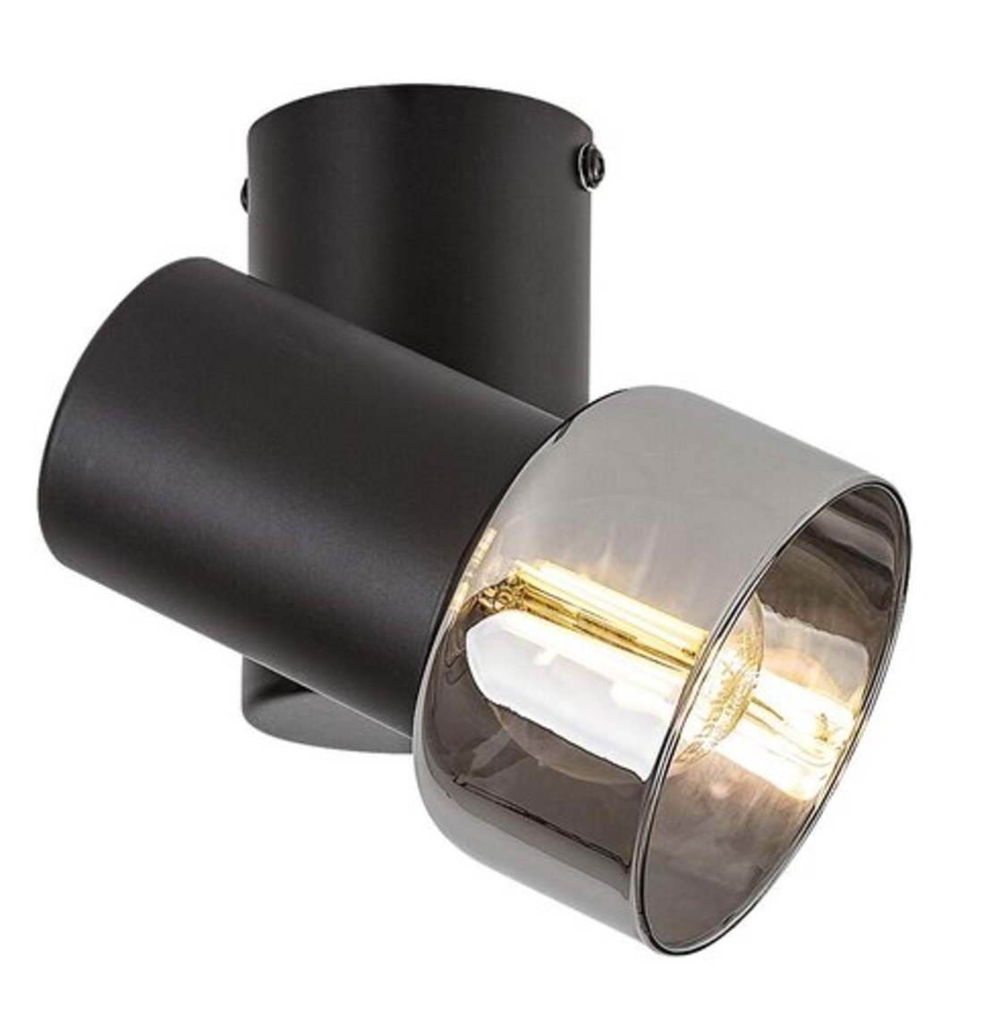 Модерен  единичен спот осветител – E14, 1xMAX15W, IP20, черен метал, стъкло с димен цвят