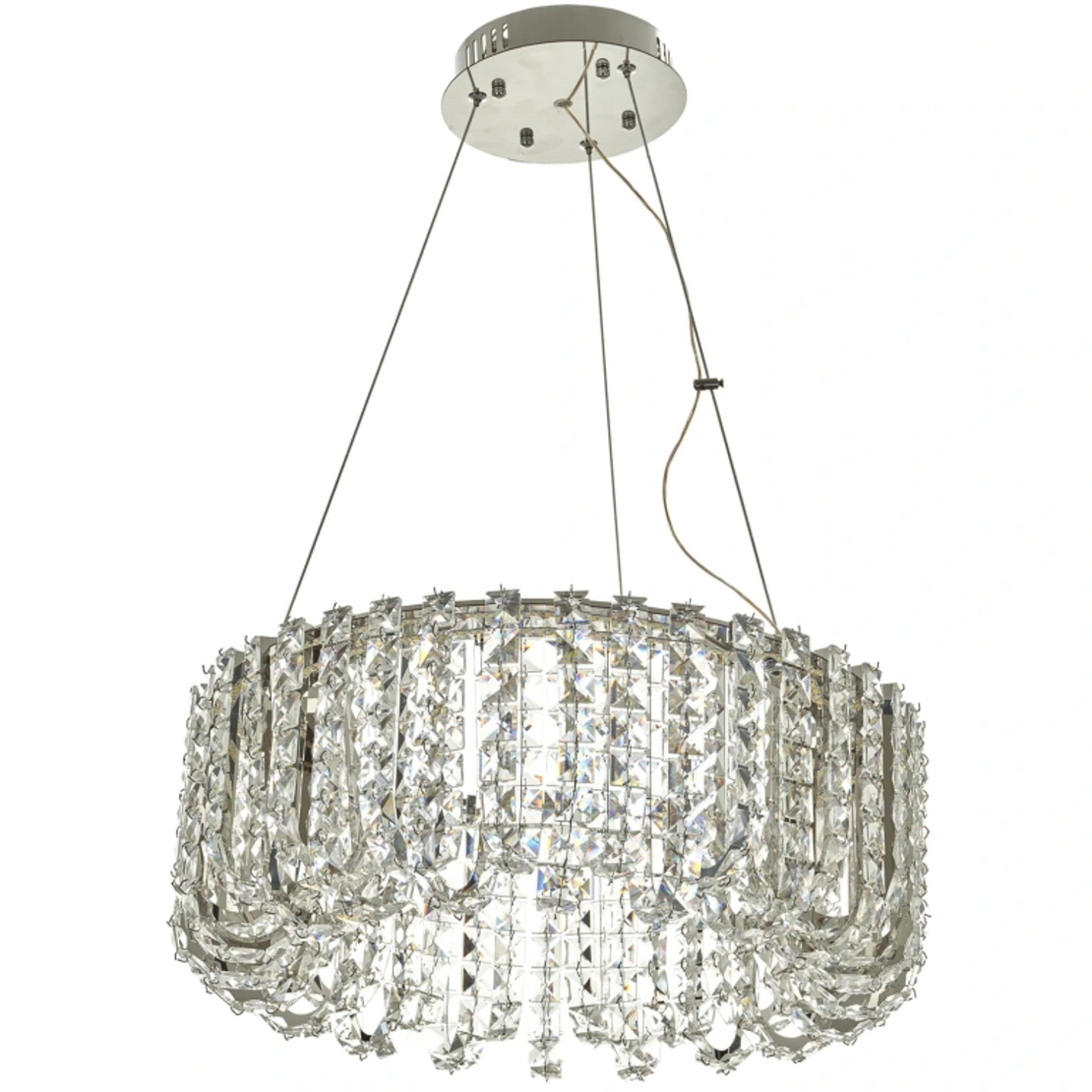 Луксозен LED кристален полилей 70W – хром, регулируема височина, 3 режима на светлина