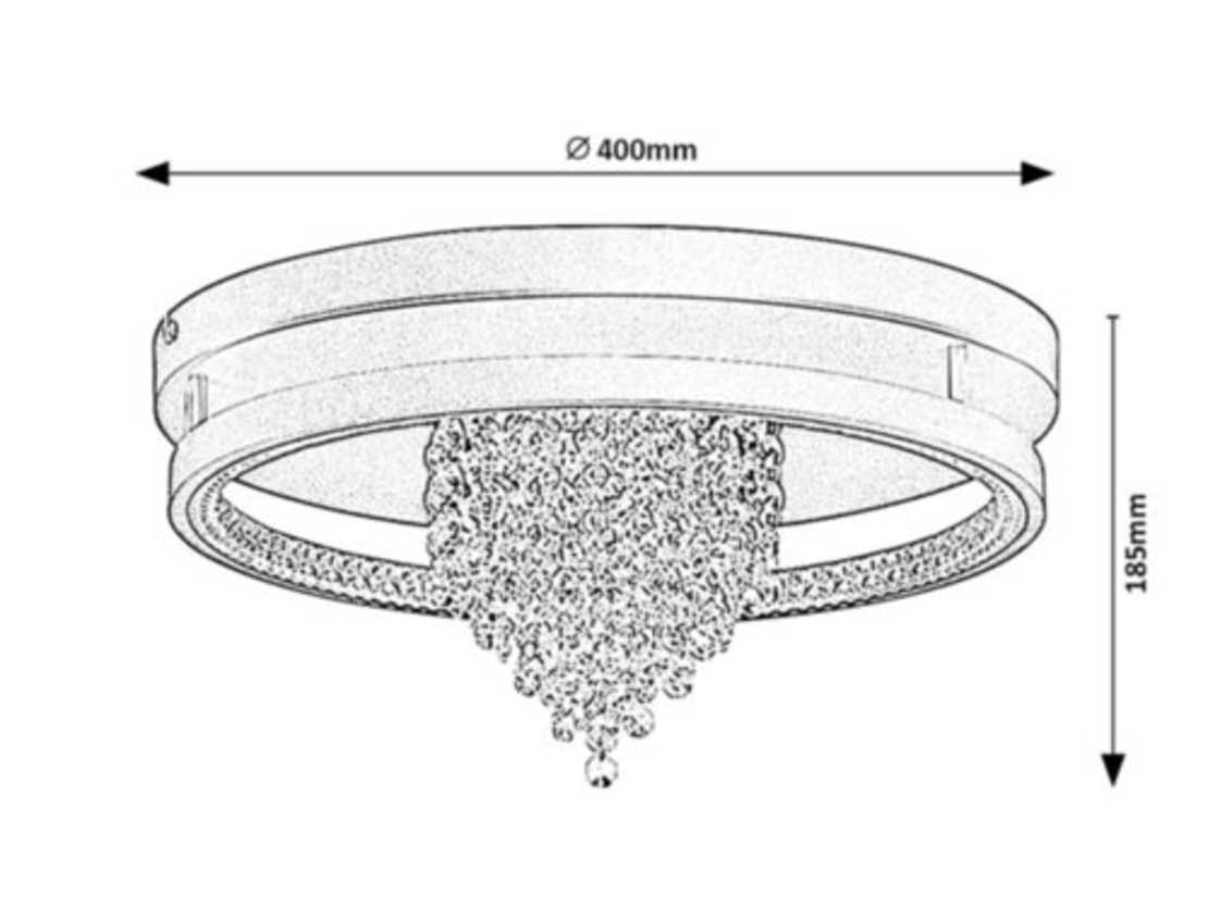 Модерен LED плафон 30W – черен метал и стъкло, регулируема цветна температура
