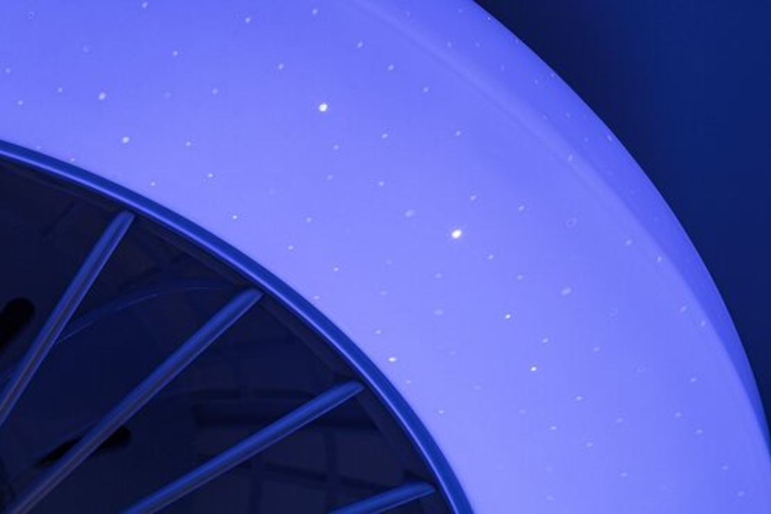 Мултифункционален LED таванен плафон с вентилатор, RGB и звезден ефект