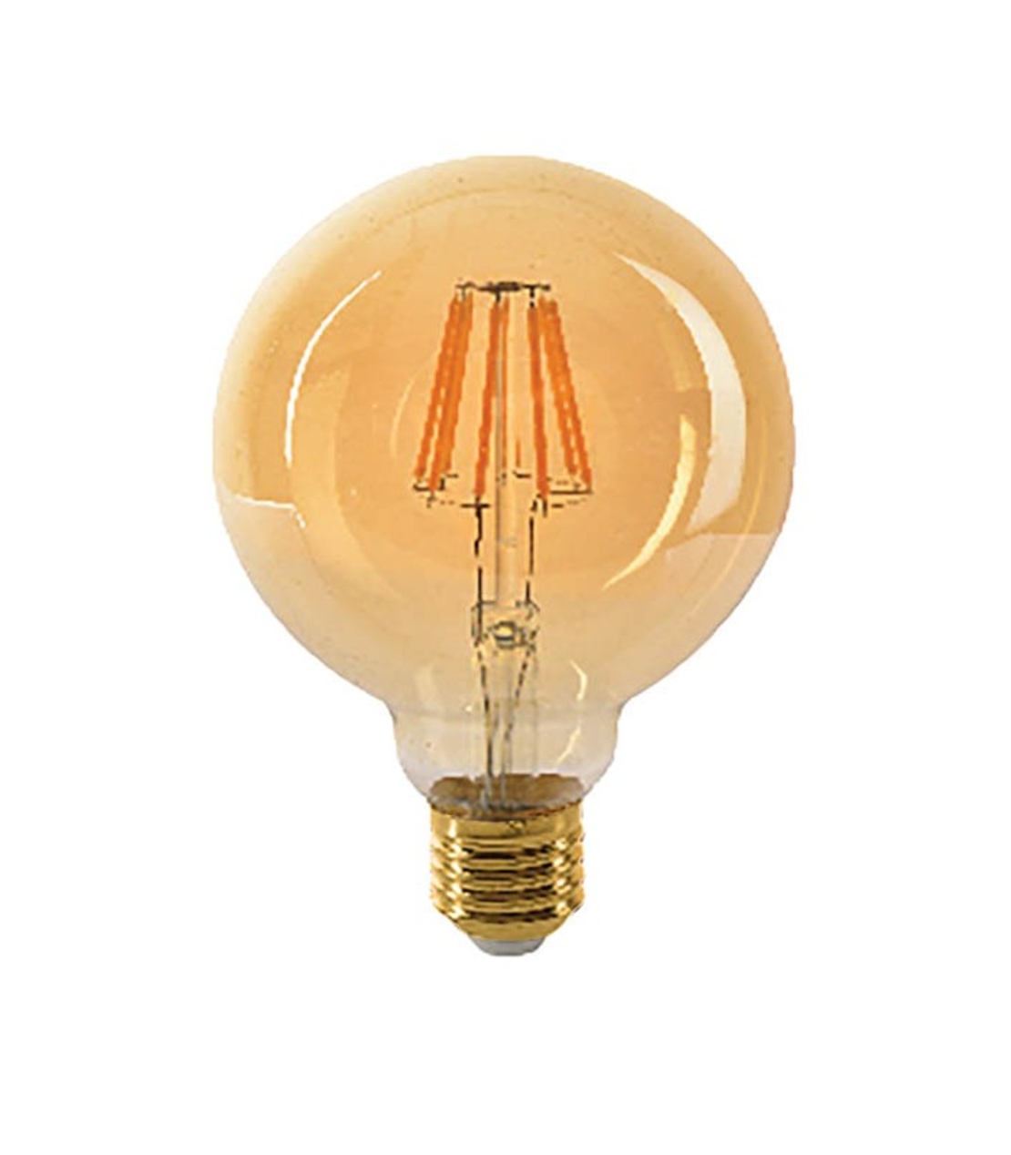 Филаментна димируема LED крушка E27 G95 8W – топло бяла 2500K, златен корпус