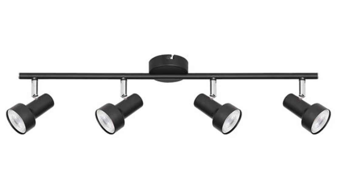 Модерен четворен спот осветител – черен метал, GU10, 4x50W