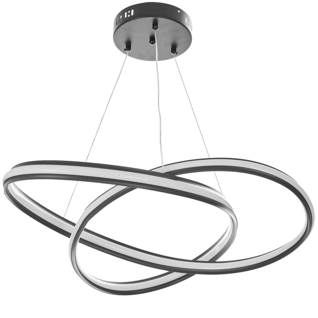 Модерен LED полилей от метал и PVC – черен, 120W, с дистанционно и регулируема височина