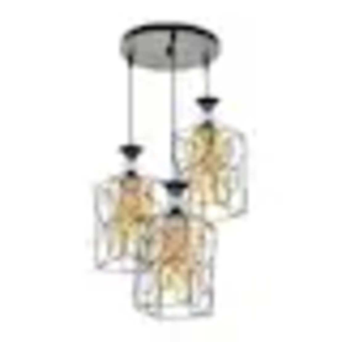 Винтидж полилей 3xE27  – черен с жълто стъкло