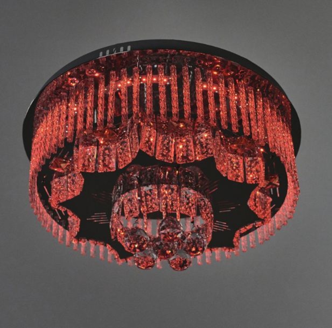 Голям кристален LED полилей хром с дистанционно