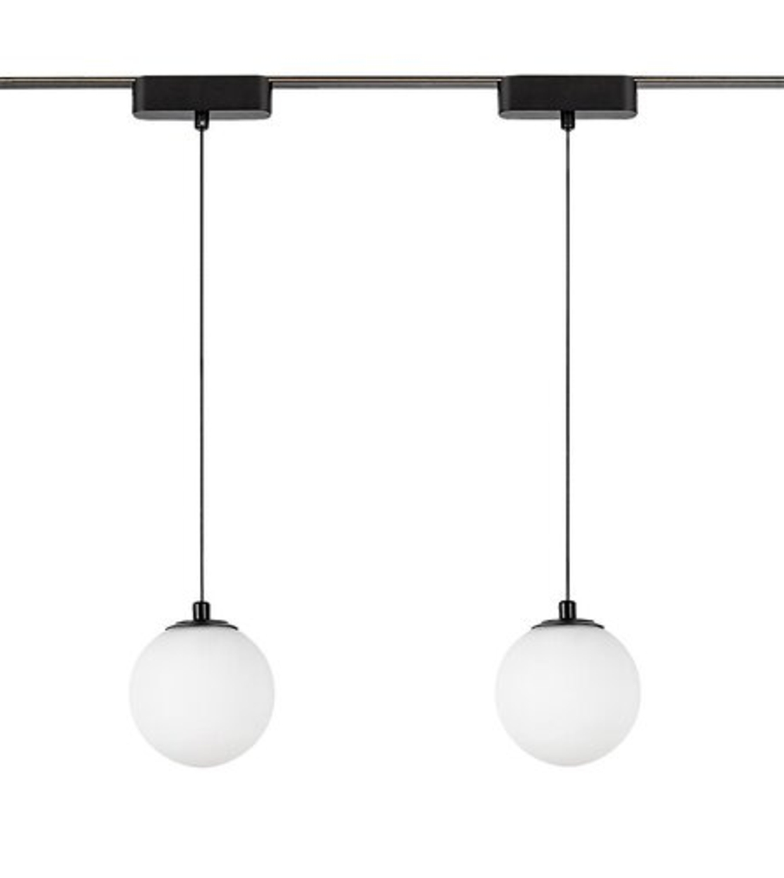 LED висящо релсово осветление – 5W, топло бяло 3000K, черен алуминий и стъклен абажур