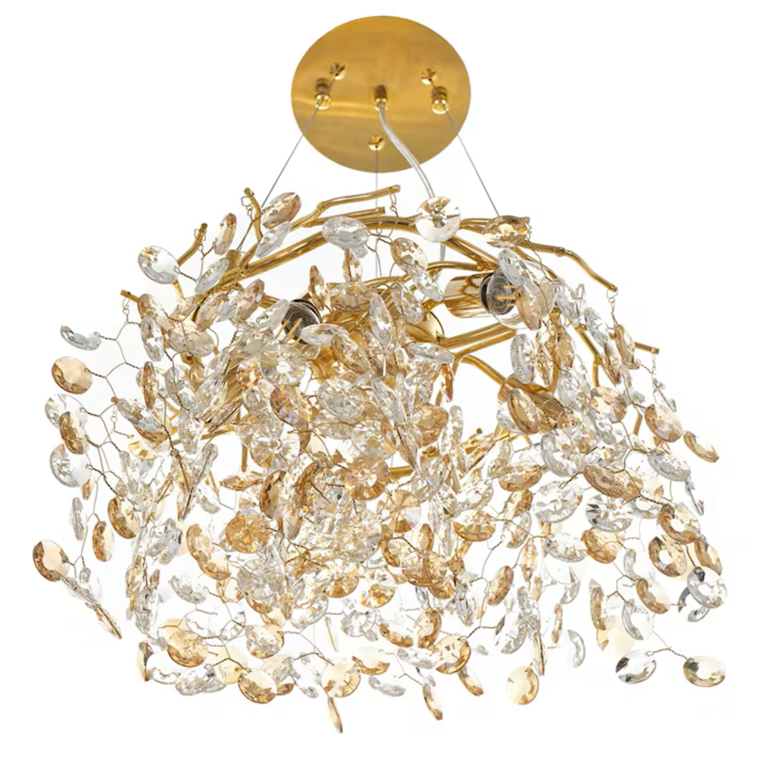 Модерен кристален полилей в злато 6xE14 с регулируема височина