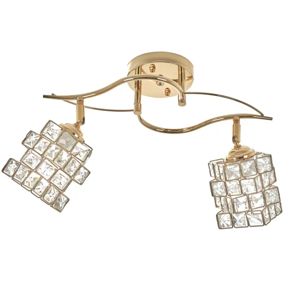 Луксозен златист полилей с кристални елементи и подвижни рамена – 2xE27