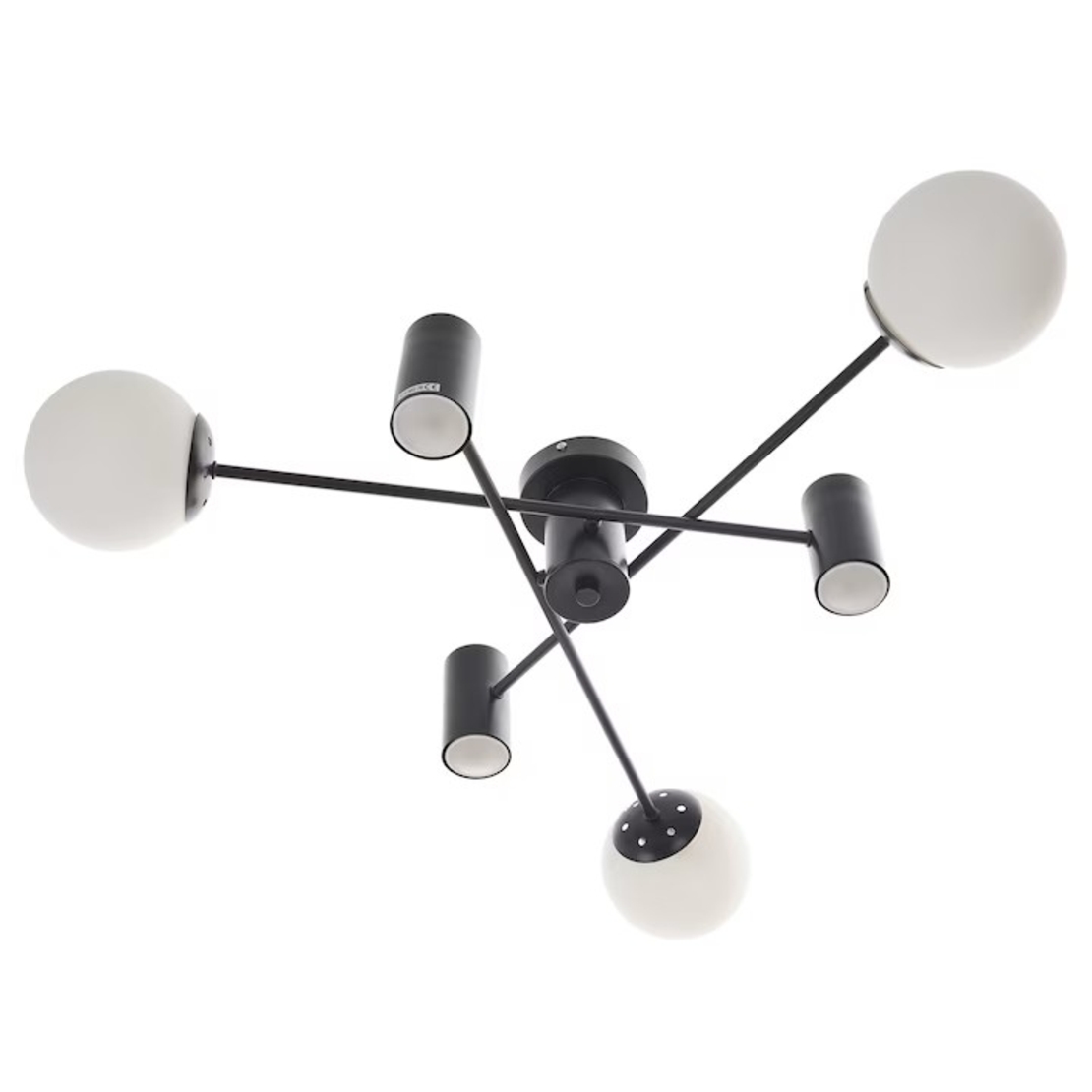 Полилей черен, метал и стъкло,3+3 крушки E27 + GU10