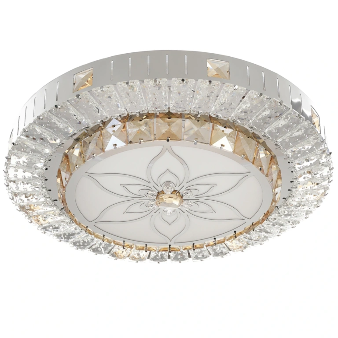 Модерен LED полилей от метал, PVC и кристал – хром, 50W, с вградена LED платка