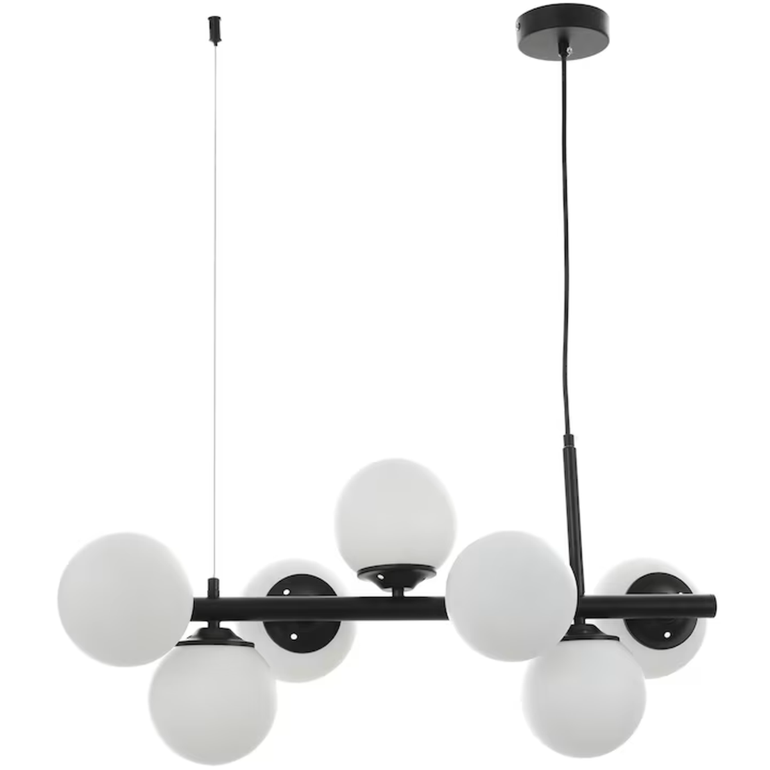 Стилен полилей черен метал и стъкло 7xE14