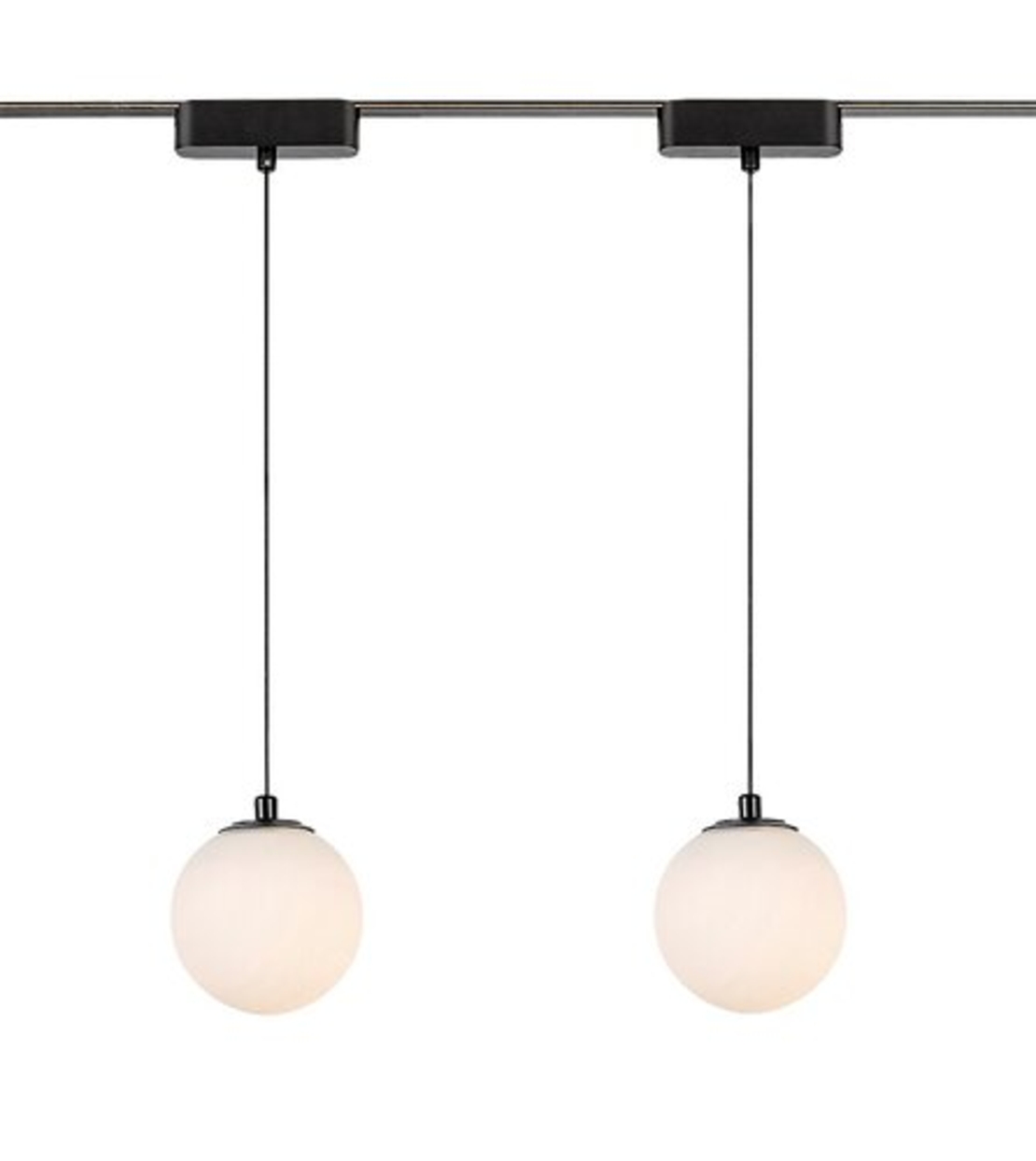 LED висящо релсово осветление – 5W, топло бяло 3000K, черен алуминий и стъклен абажур