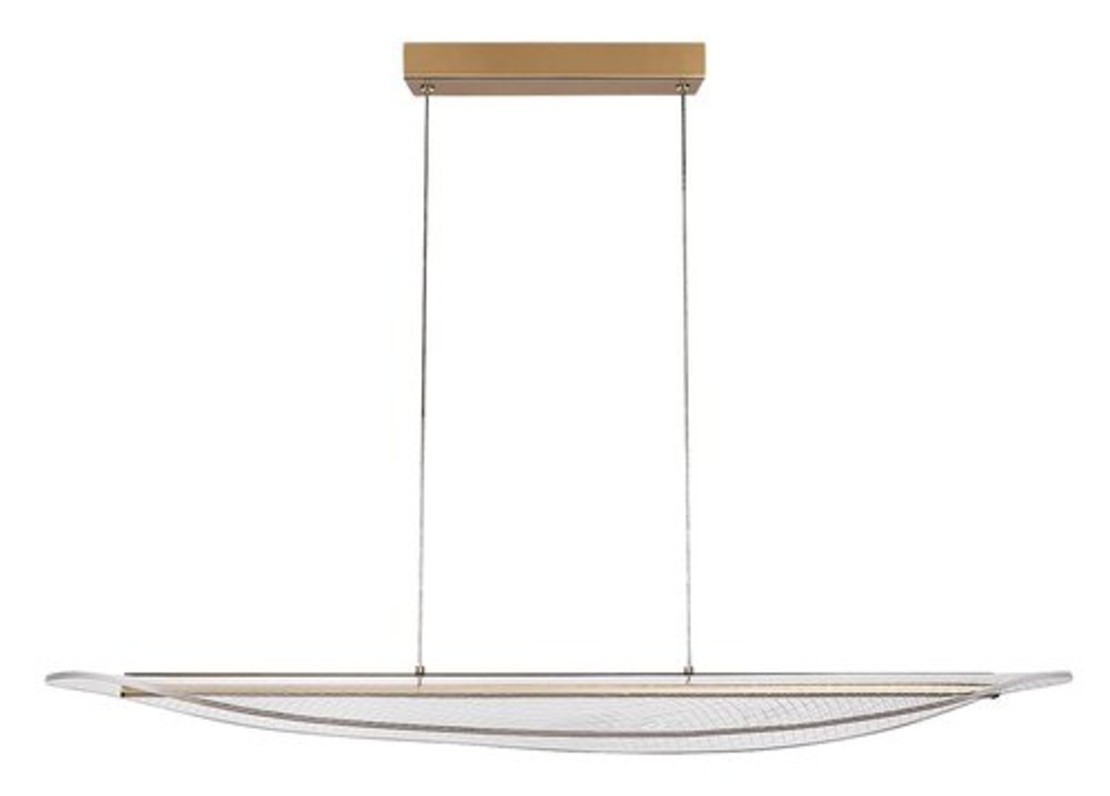 Модерен LED висящ полилей 32W матирано златенметал ,акрил и топла светлина 3000K