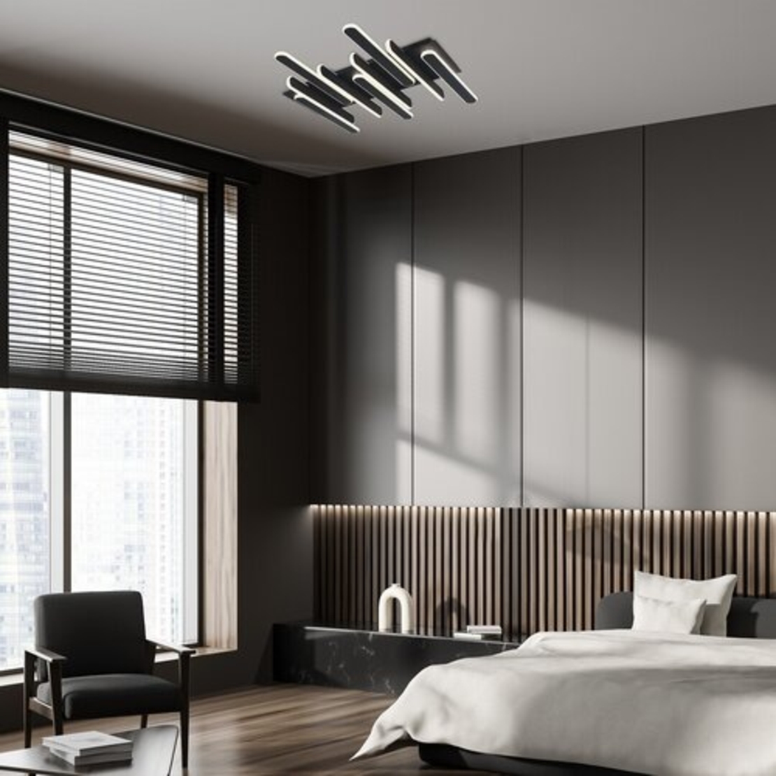 Модерен LED  плафон 46W с регулируема цветна температура – черен