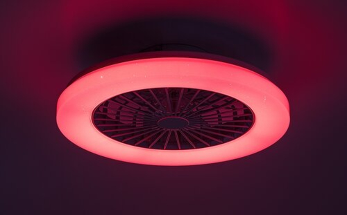 Мултифункционален LED таванен плафон с вентилатор, RGB и звезден ефект